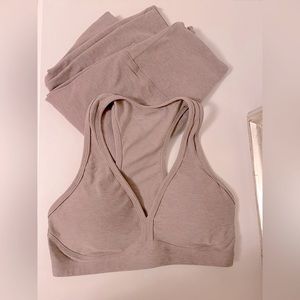 SET - Beyond Yoga Spacedye Lift Your Spirits Bra and Leggings - rose chai small